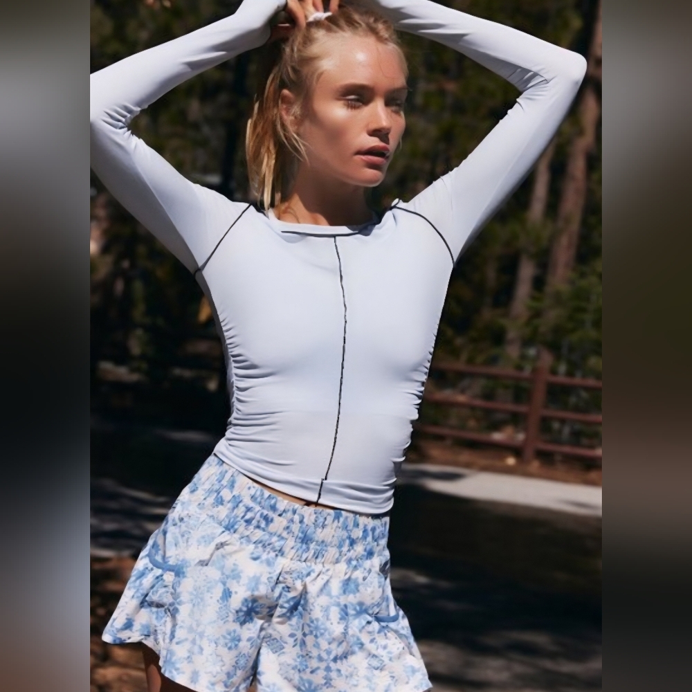 Free People Movement Right On Run Long Sleeve Layer/ Artic Snow NWT